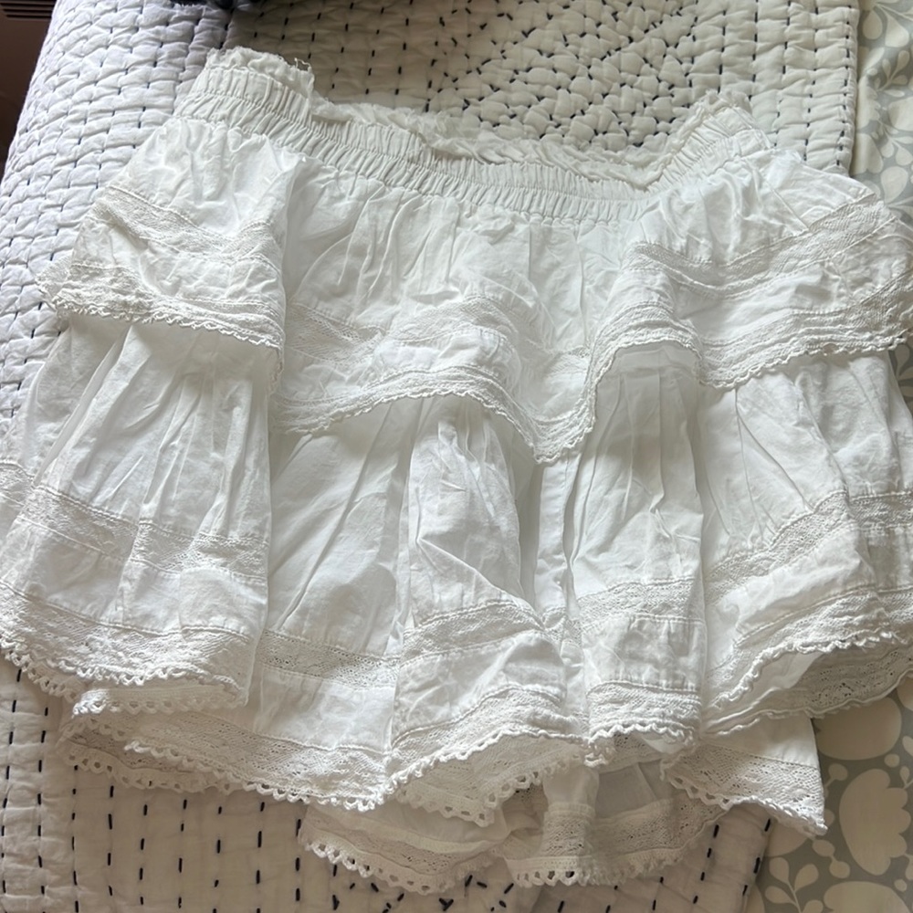 White ruffle LoveShackFancy skirt